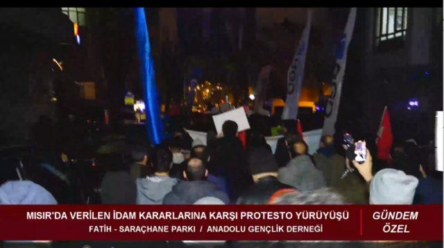 MISIR'DA VERİLEN İDAM KARARLARINA KARŞI PROTESTO YÜRÜYÜŞÜ