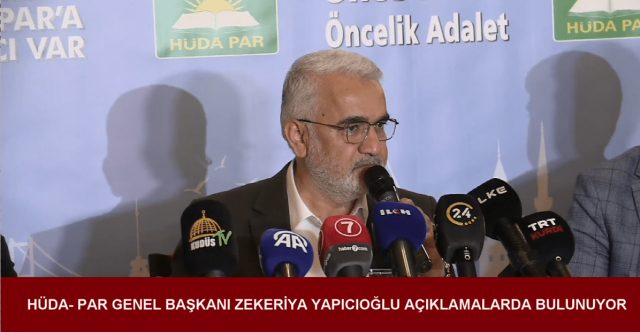 HÜDA-PAR GENEL BAŞKANI ZEKERİYA YAPICIOĞLU'NUN AÇIKLAMALARDA BULUNUYOR / 17.11.2023